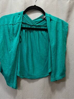 Women’s Teal Open-Front Cropped Shrug/Cardigan